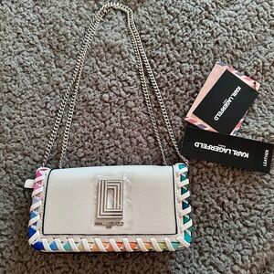 White Leather Women's Crossbody Karl Lagerfeld Kosette